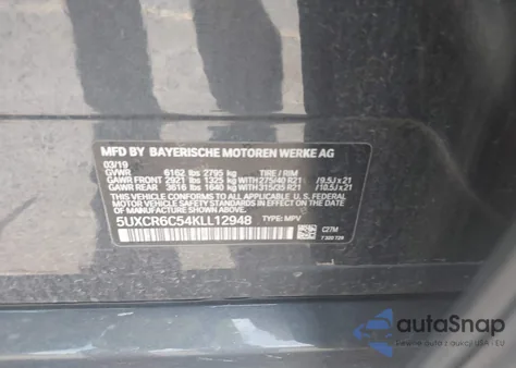 2019 BMW X5 xDrive40I from USA, damaged, VIN 5UXCR6C54KLL12948